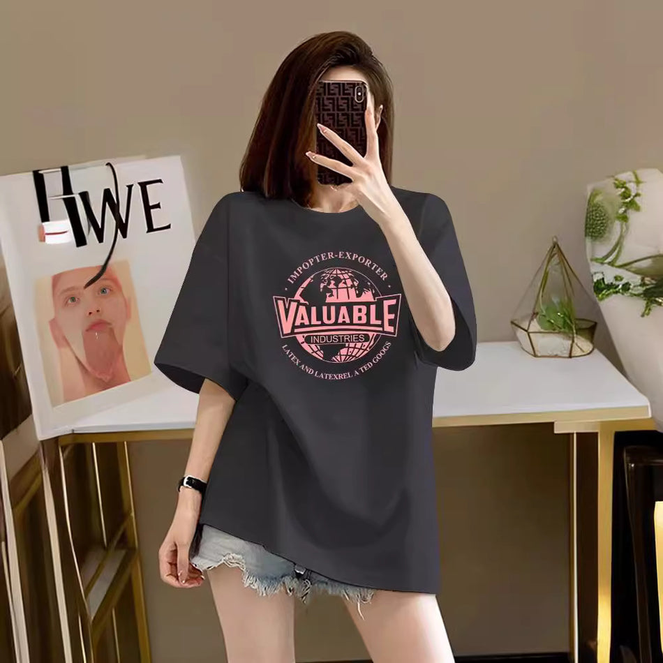 Dark Gray Pure Cotton Tee in Relaxed European Silhouette