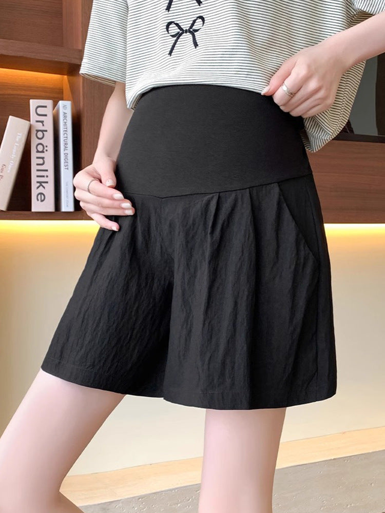 Yamamoto Inspired Ice Silk Maternity Wide-Leg Shorts