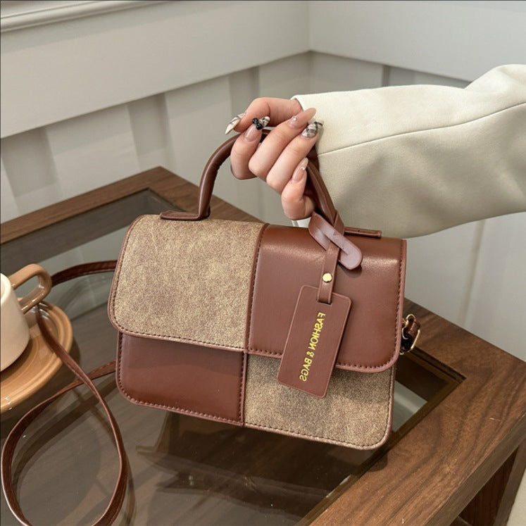 Niche Structured Square Crossbody Bag in Fine-Grain Leather