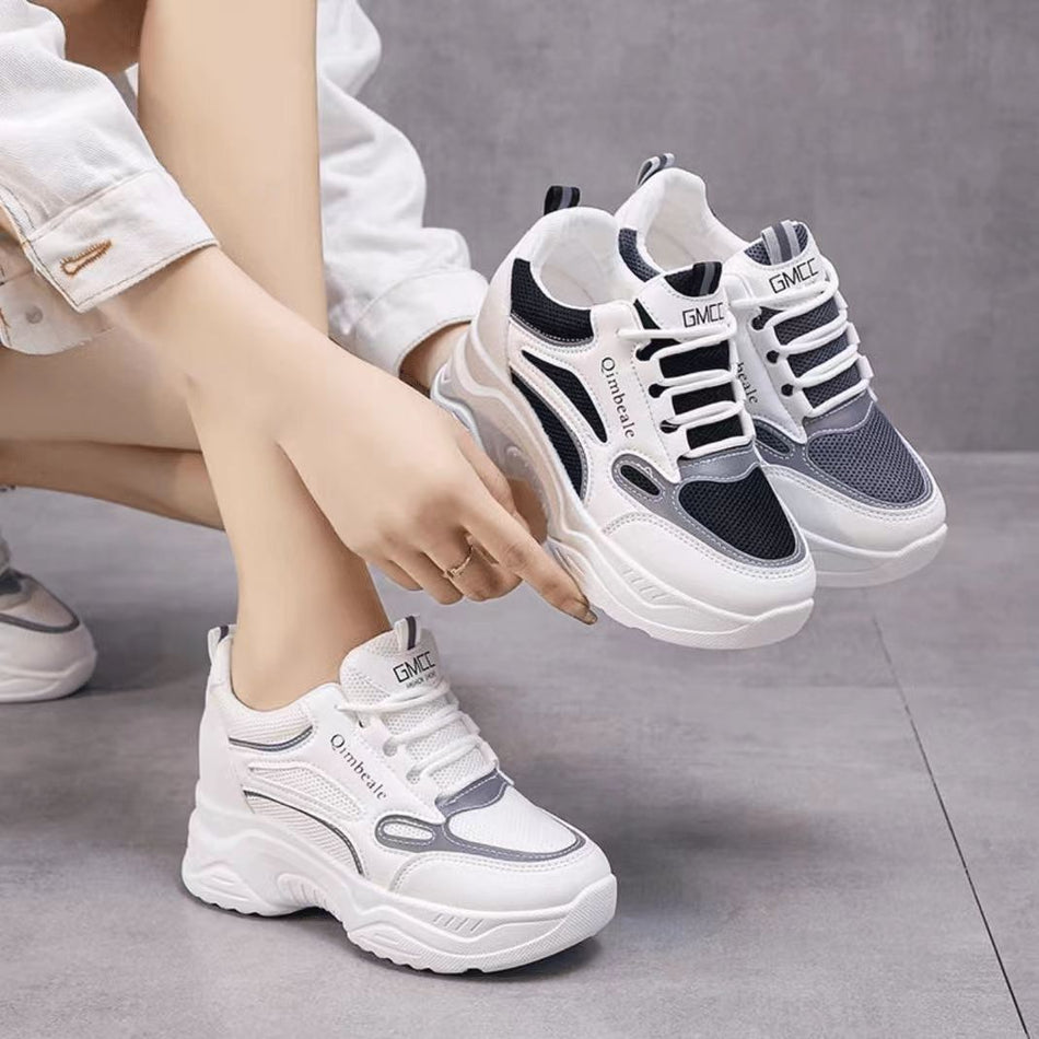 Mesh Height-Increasing Trainers with Sculpted Platform