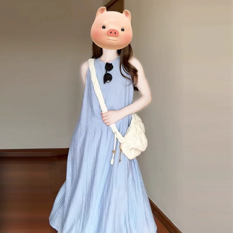 Elegant Vest Sling Long Vacation Dress