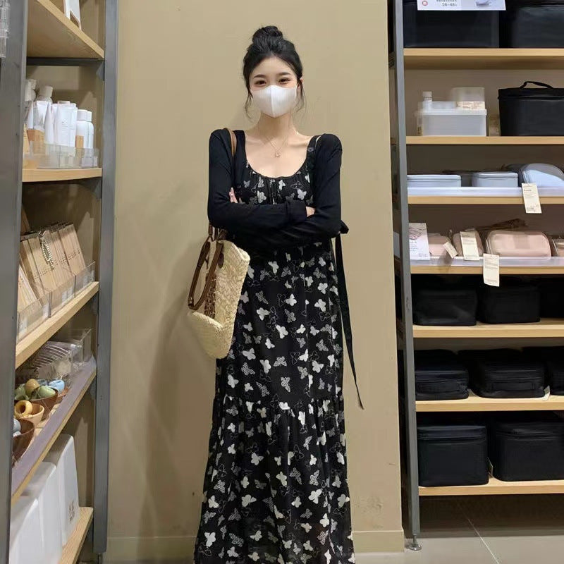 Elegant Butterfly Floral Sling Slimming Dress