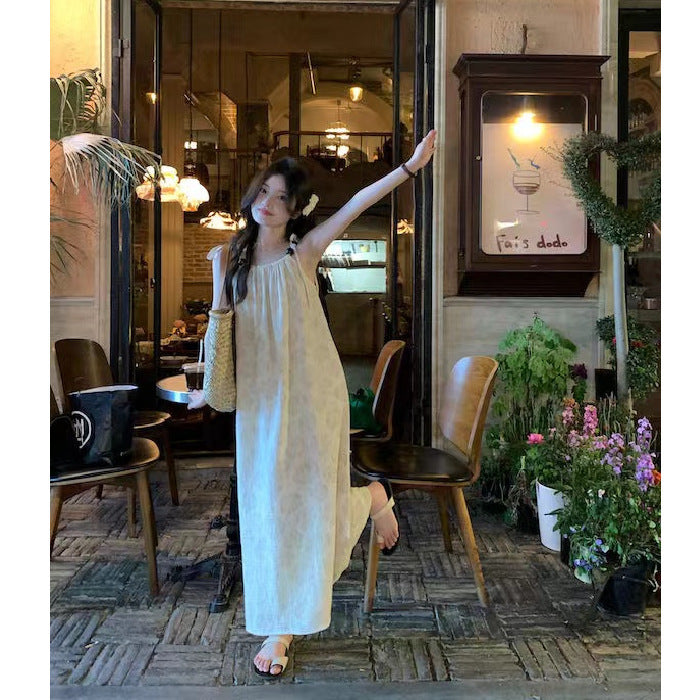 National Style Retro Sling Elegant Long Dress