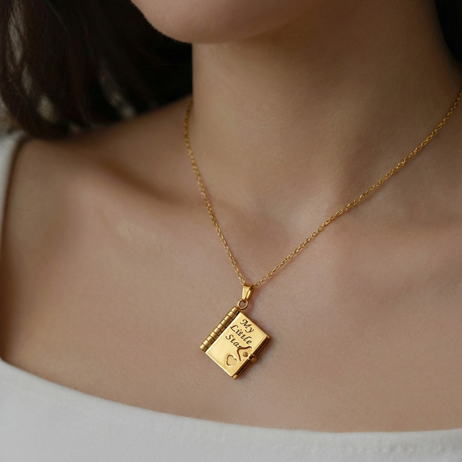 Engraved Flip Book Necklace for Daughter and Mother