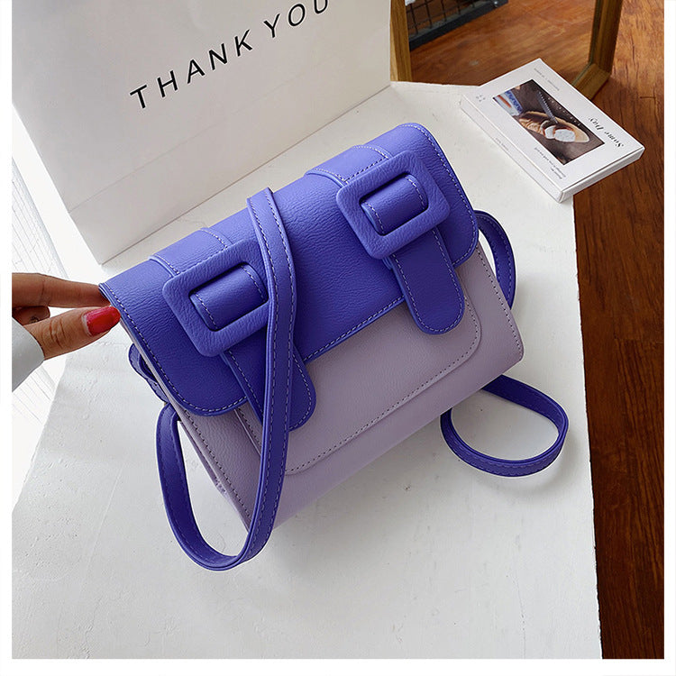 Color Block PU Cambridge Crossbody Small Square Bag