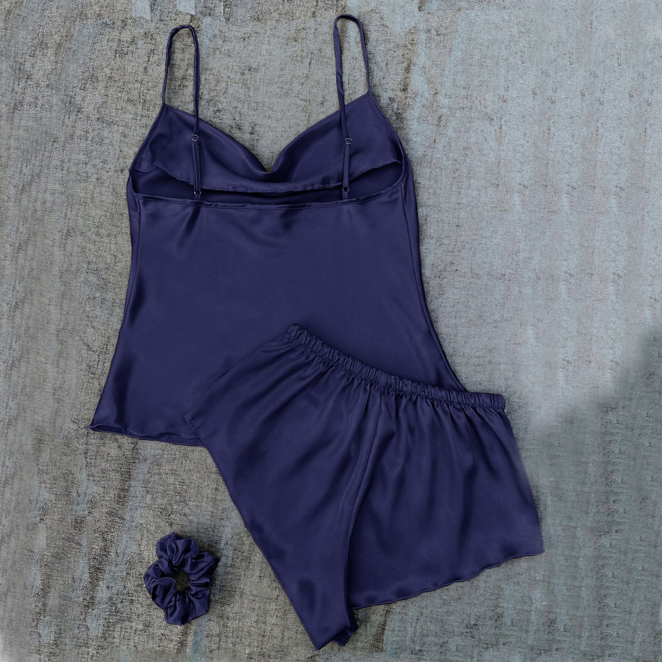 Women's Ice Silk Suspender Shorts Pajama Two Piece Set