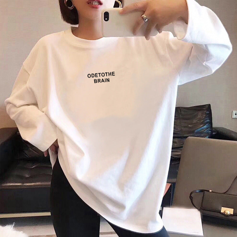 Women Cotton Long Sleeve Casual Round Neck T Shirt