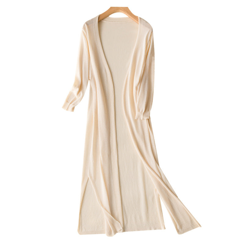Women’s Long Ice Silk Knit Cardigan Sun Protection Jacket
