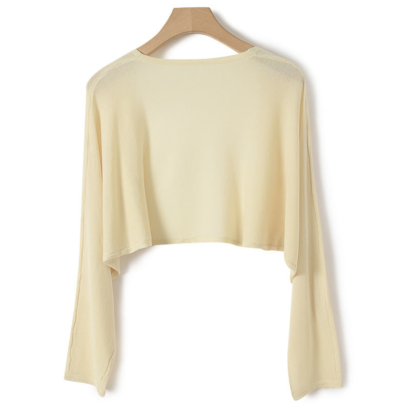 Women’s Ice Silk Sun Protection Cropped Knit Cardigan