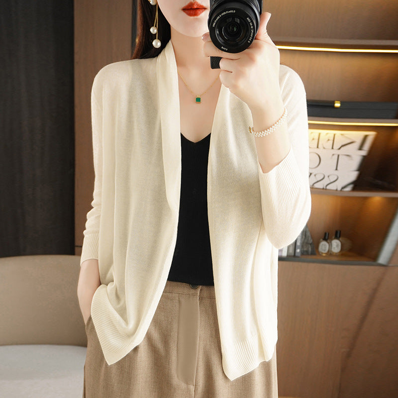 Women’s V-Neck Ice Silk Knit Sun Protection Cardigan