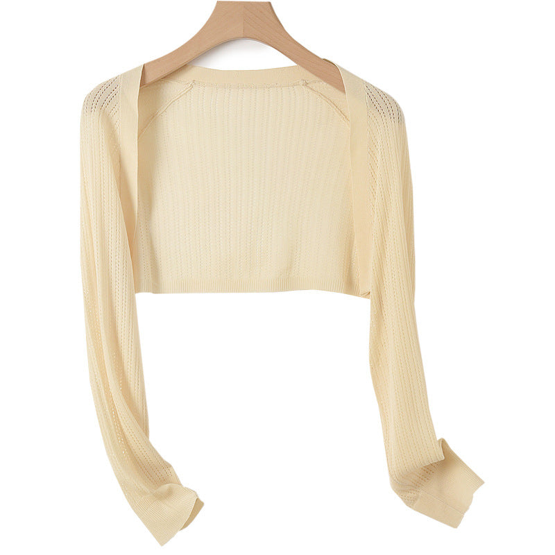 Women’s Ice Silk Knit Sun Protection Cropped Cardigan