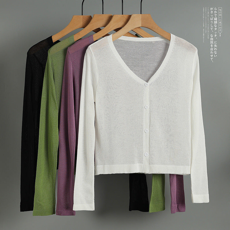 Women’s Loose Ice Silk Sun Protection Knit Cardigan