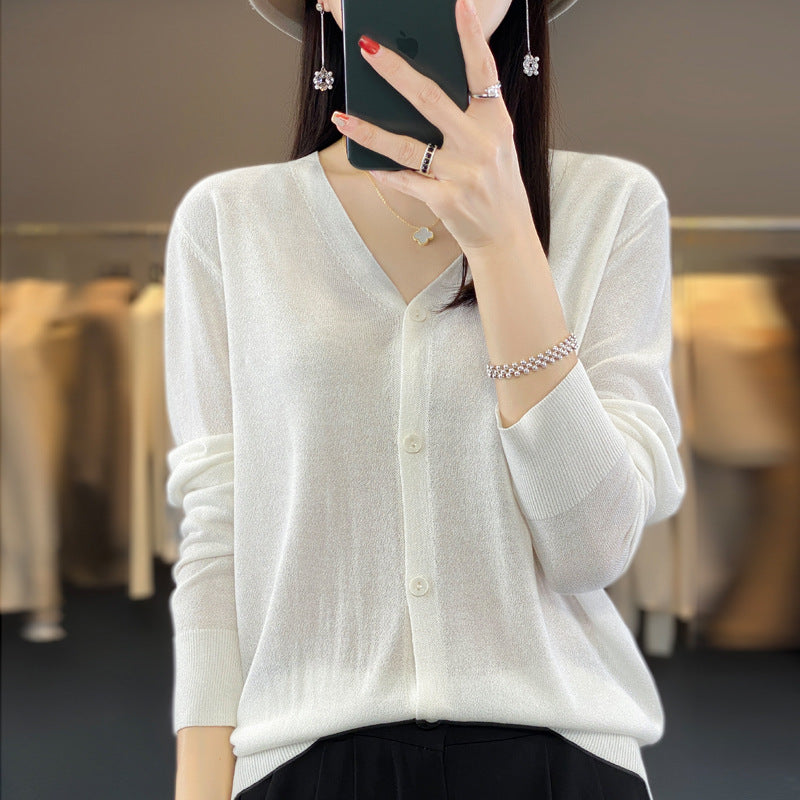 Women’s Linen Knit V-Neck Sun Protection Cardigan