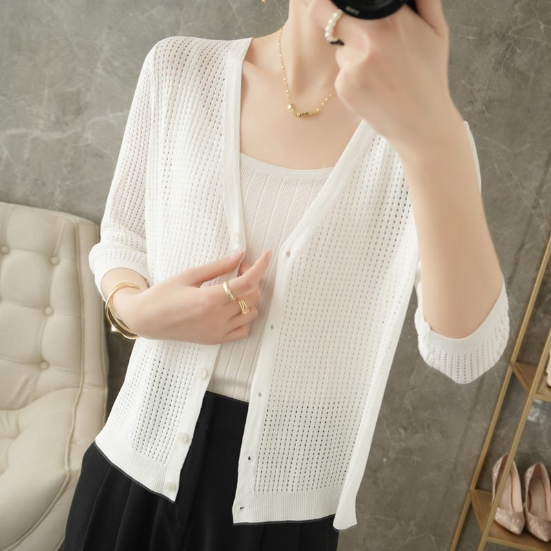 Women’s Ice Silk Mesh Knit Sun Protection Cardigan