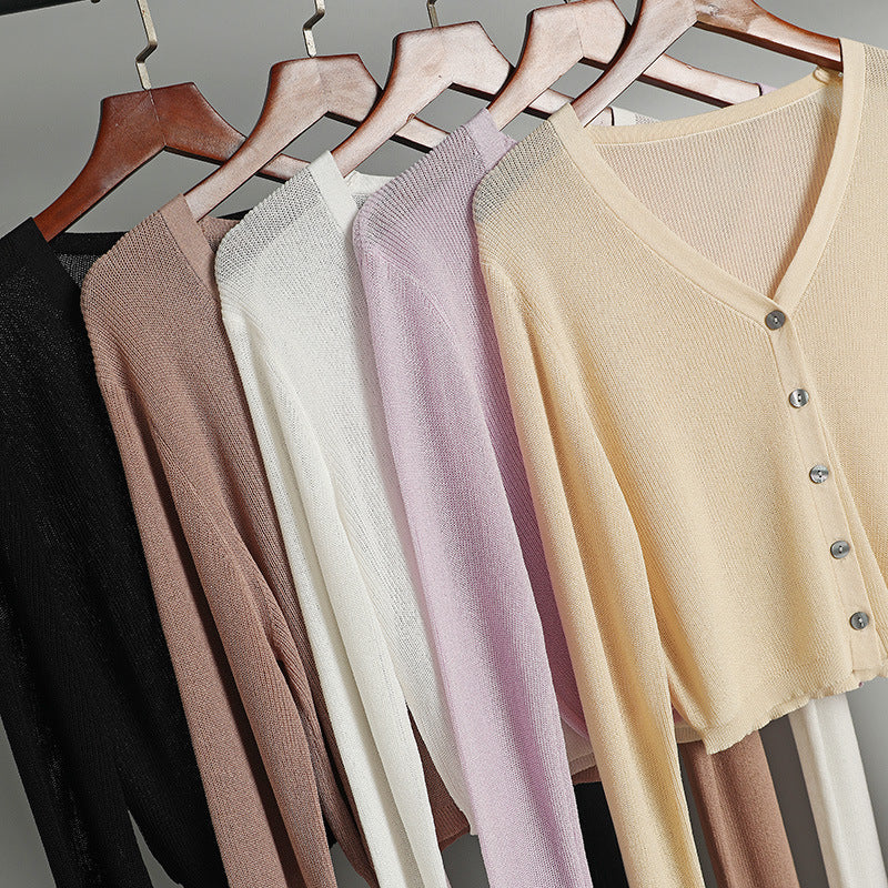 Women’s Hollow Knit Sun Protection Long Sleeve Cardigan Shawl