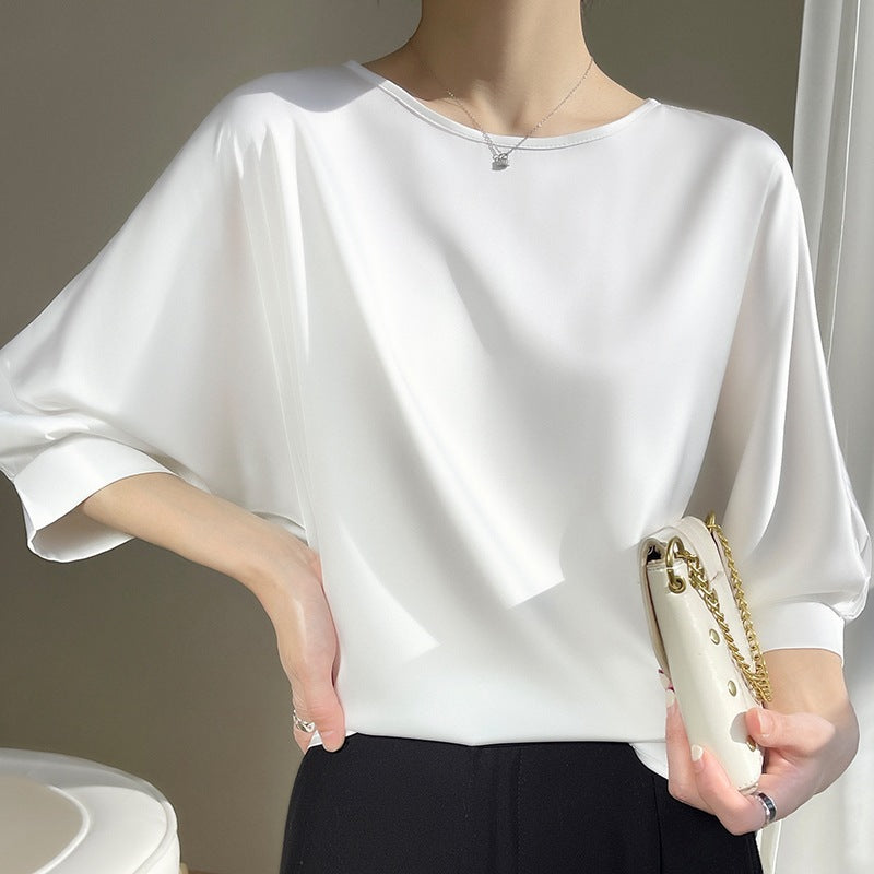 Women’s Ice Silk Loose Fit Three Quarter Sleeve T-Shirt Top
