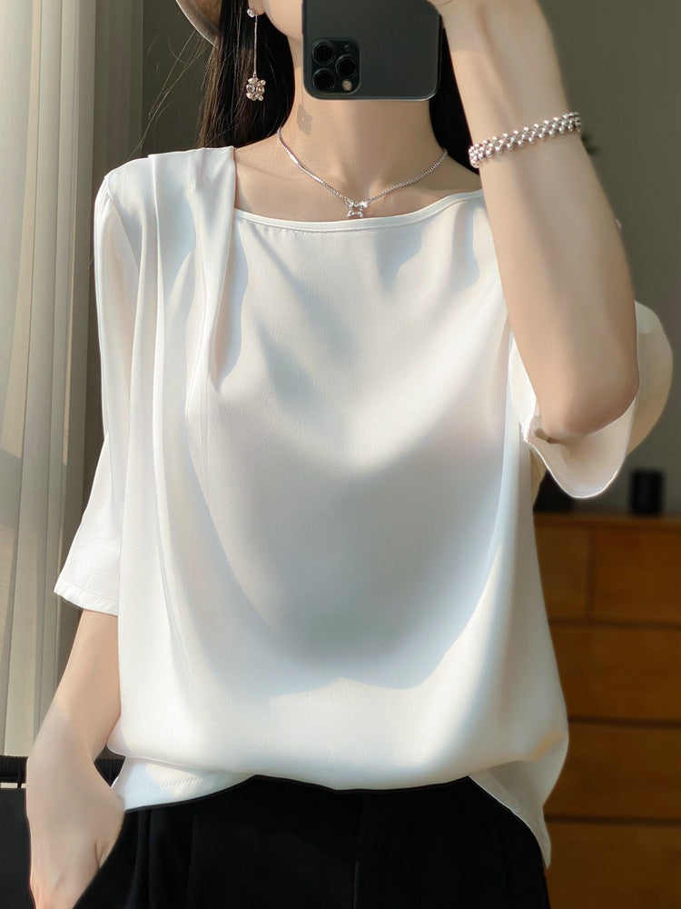 Women’s Ice Silk Loose Fit Three Quarter Sleeve Summer Top