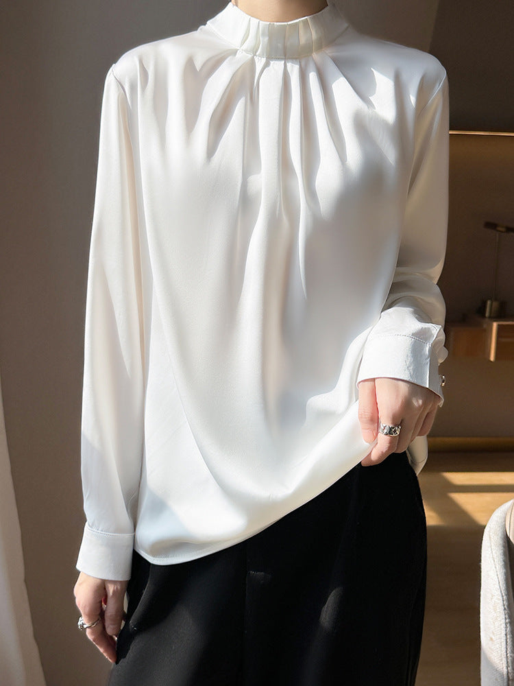 Women’s French Style Loose Fit Collared Fashion Shirt Top