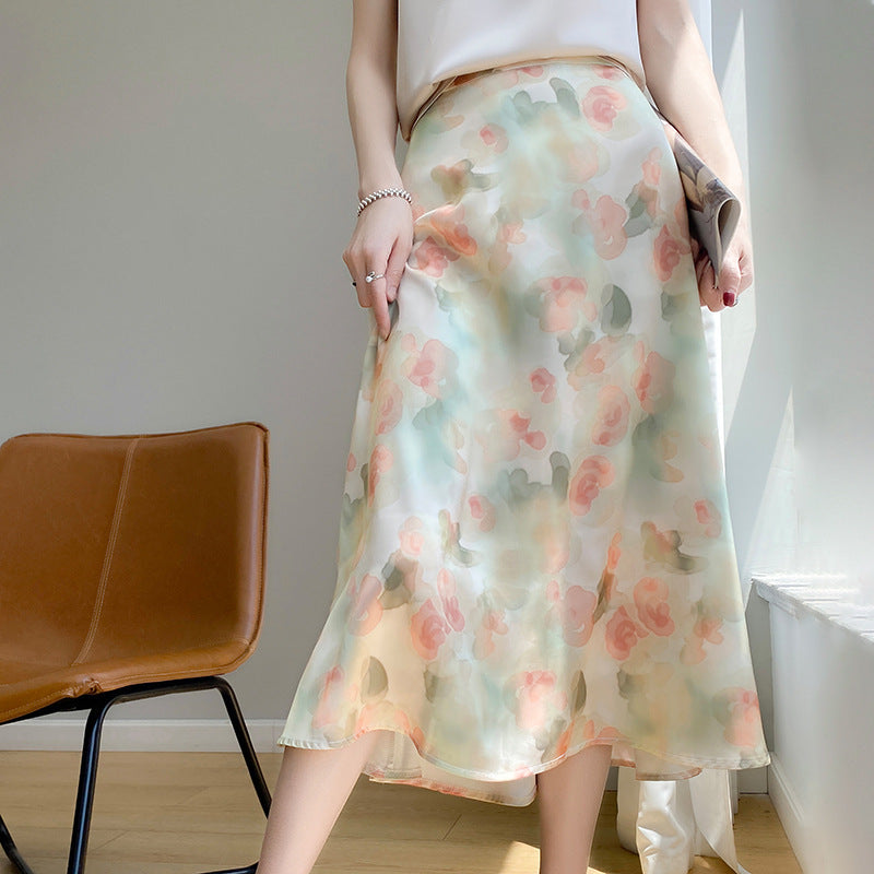 Women’s Floral High-Waisted Umbrella Skirt Printed A-Line Skirt