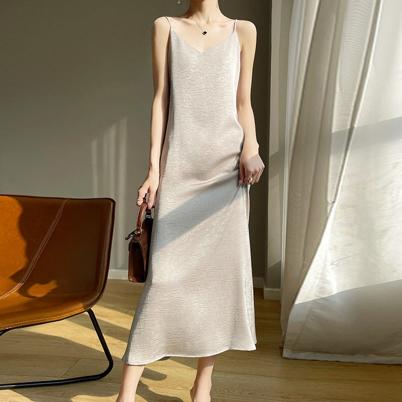 Women’s French Style Knitted Camisole Long Dress Summer