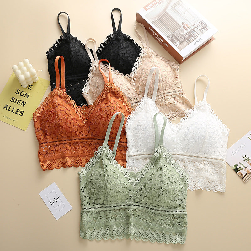 Women’s French Style Lace Tube Top Push-Up Seamless Backless Camisole