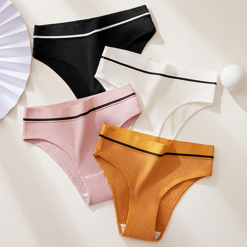 PACK OF 8-Women’s Pure Cotton Sports Briefs Solid Color Comfortable Skin-Friendly Underwear