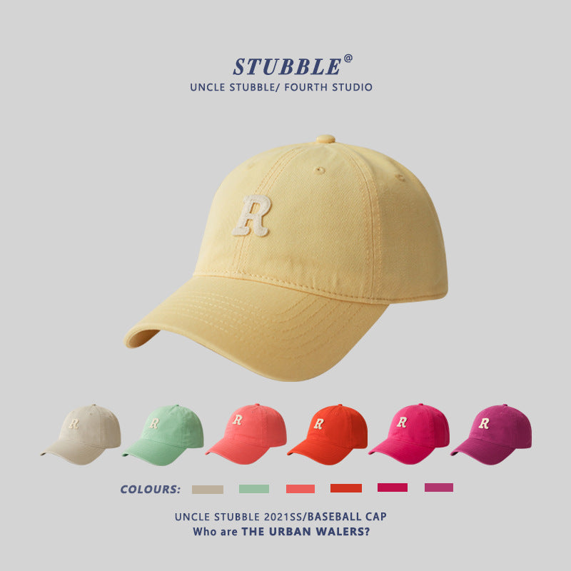 Korean Style Letter "R" Embroidered Soft Top Unisex Baseball Cap
