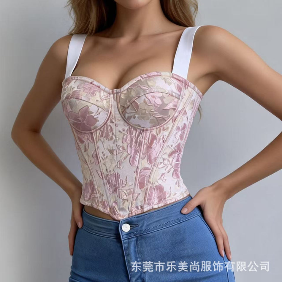 Women’s Corset Top Slim Fit Backless Wide Strap Camisole