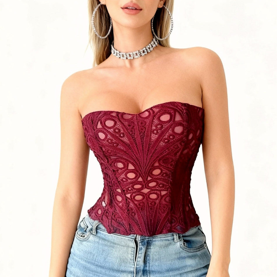 Premium European Court-Style Irregular Lace Shapewear Corset