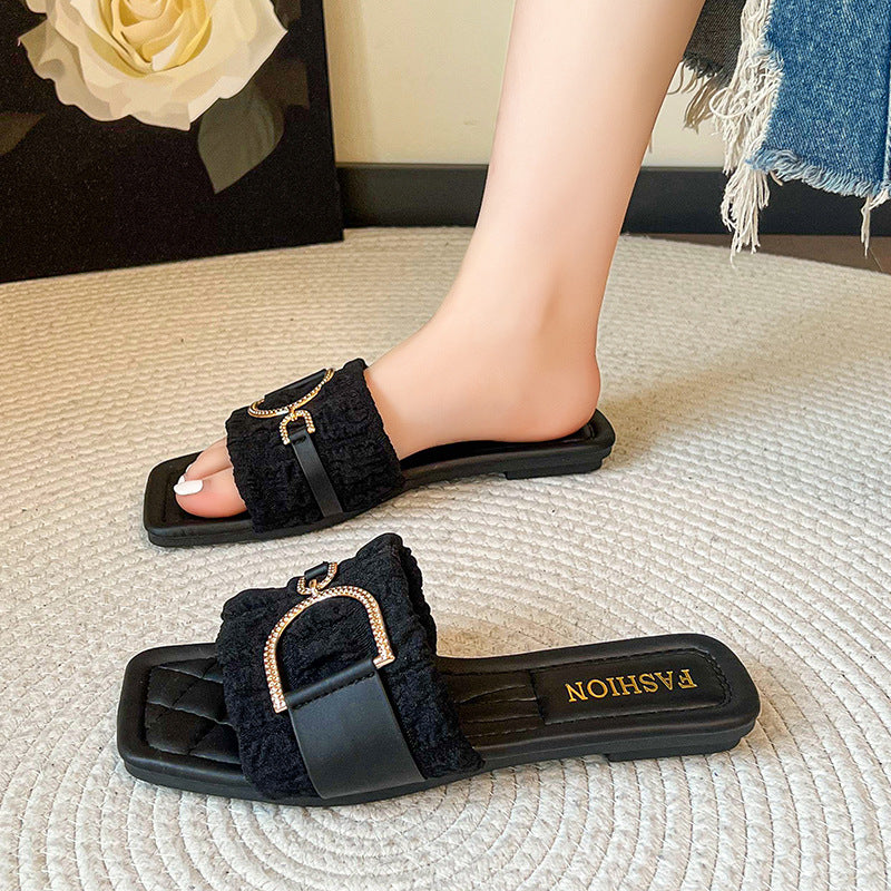 Women’s Plus Size High Sole One Line Casual Summer Slippers