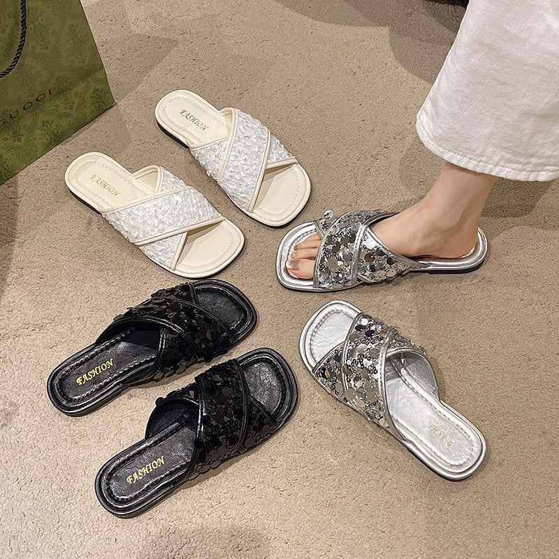Women’s Rhinestone Thong Sandals Soft Sole Beach Flip Flops Summer