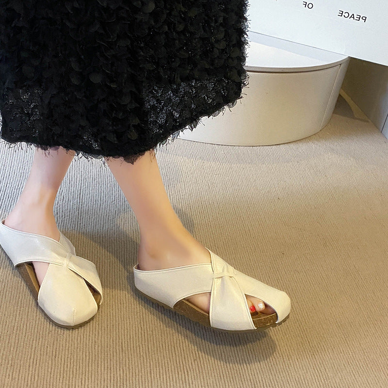 Birkenstock Style Hollow Closed Toe Slippers Women Casual Flats