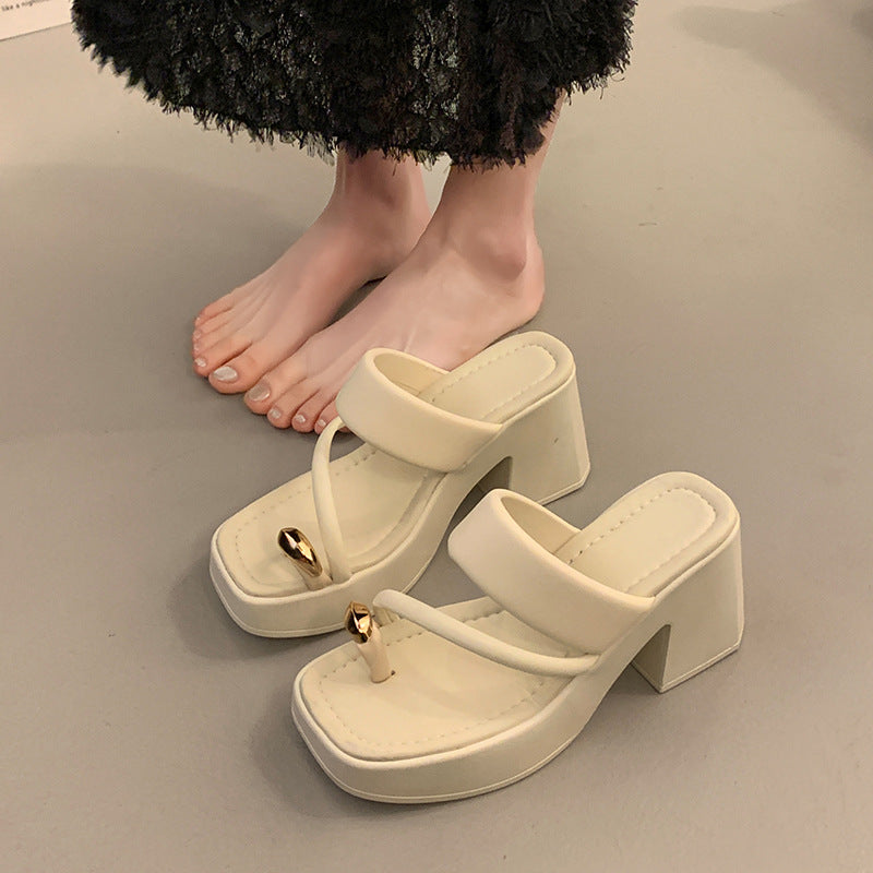 Wide Fit Thick Heel Sandals Women Summer Casual Outdoor Slippers