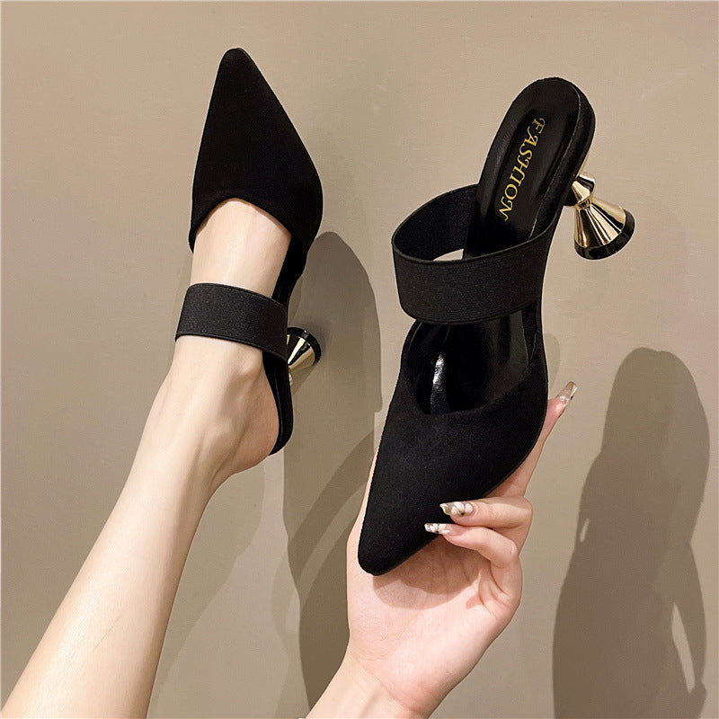Plus Size Pointed-Toe High-Heel Mule Heels