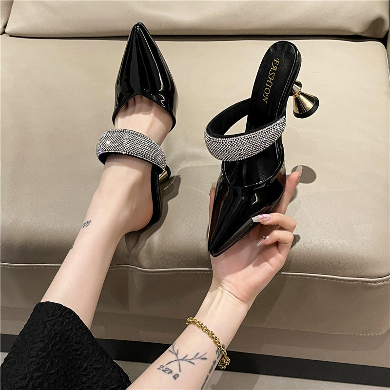 Women's Plus Size Covered-Toe High-Heel Mule Slippers