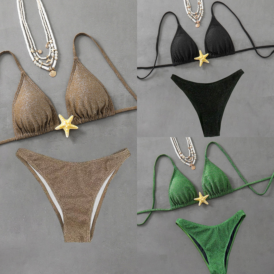 Women's Lace-Up Starfish Accessory Bikini Set