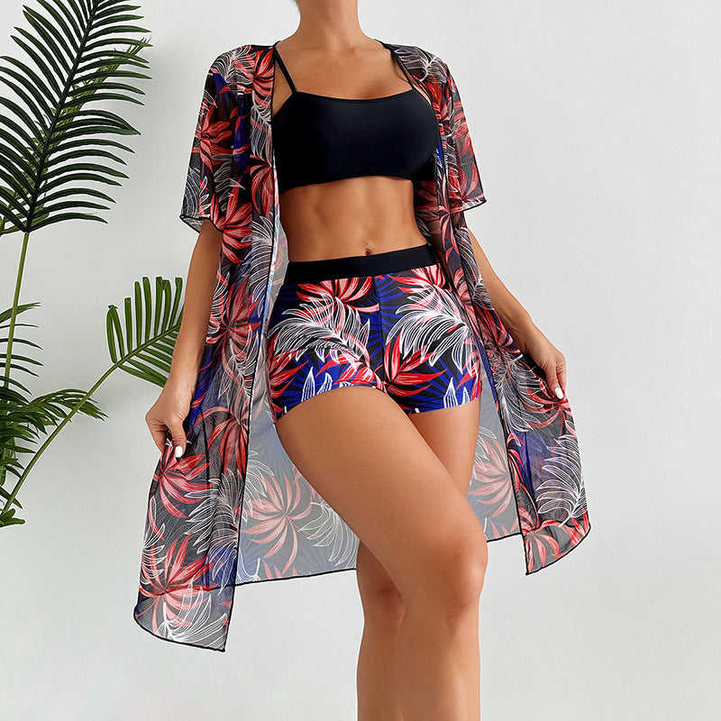 Women's Three-Piece Blouse Style Swimwear Set Beach Outfit