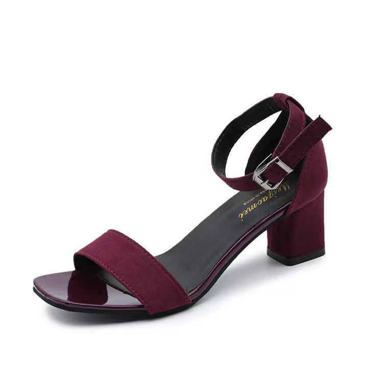 Women's Open Toe Buckle Strap Block Heel Roman Sandals