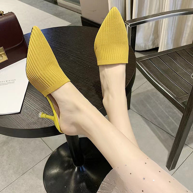 Women's Braided Pointed Toe Stiletto Mule Heels