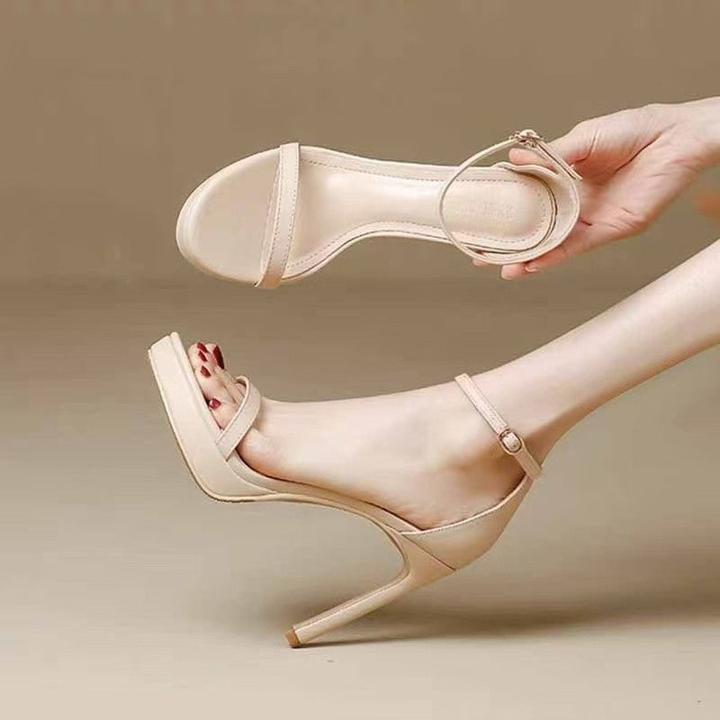 Women's Open Toe Platform Stiletto Buckle Heel Sandals
