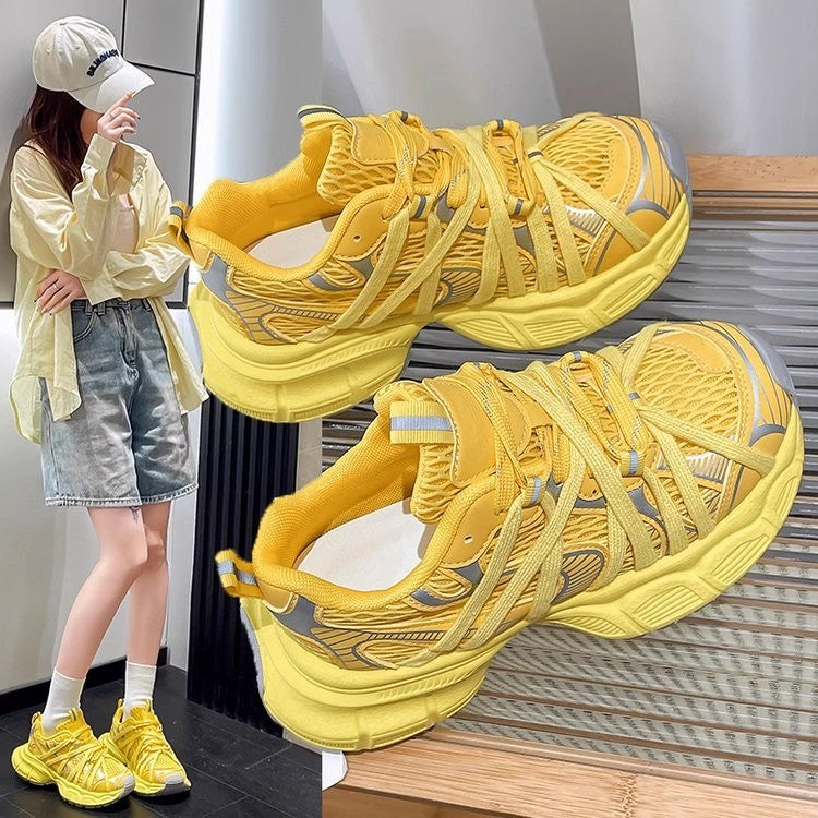 Women's Breathable Mesh Lace-Up Outdoor Sneakers Casual Style