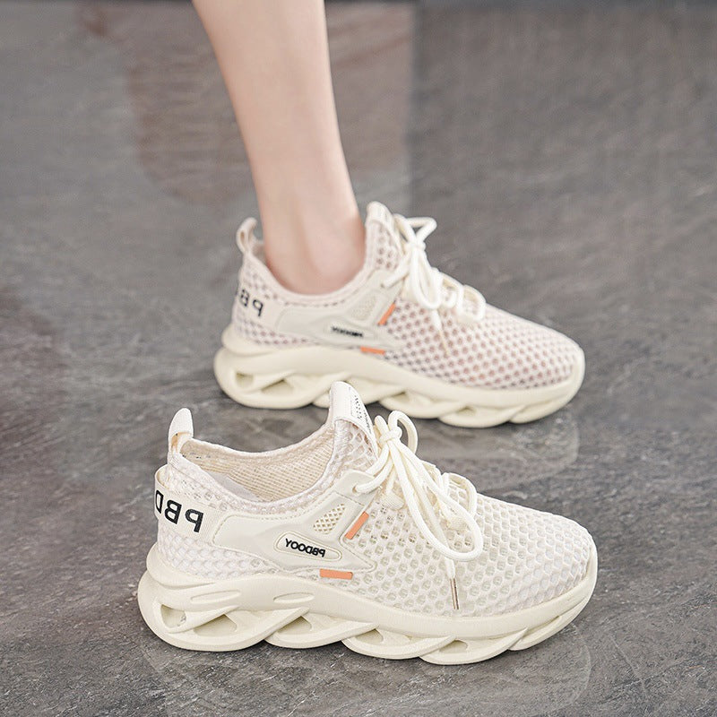Women's Breathable Hollow Mesh Thick Sole Casual Sneakers