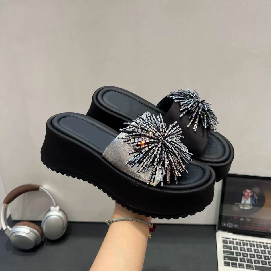Women's Ethnic Style Platform Sandals Height-Enhancing Slides