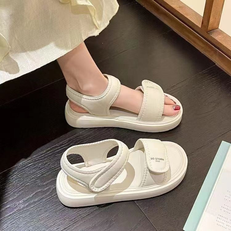Women's Velcro Strap Sandals Soft Sole Non-Slip Beach Shoes