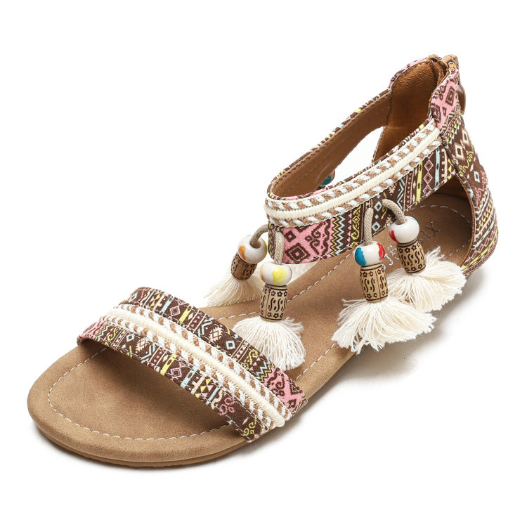Women's Bohemian Wedge Sandals Open Toe Roman Style Shoes