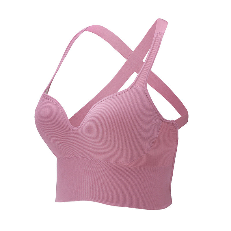 Cross Back Push Up Sports Bra with Cotton Cup Support