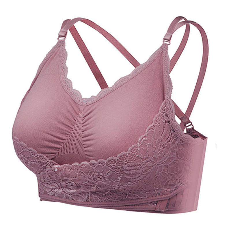 Lace Side Buckle Beauty Back Sports Bra with Double Straps