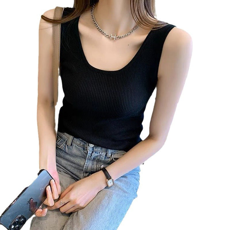 Women's Ice Silk Ribbed Sleeveless Camisole Top