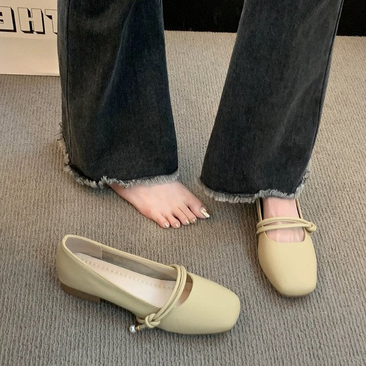 Women's French-Inspired Mary Jane Flats with Shallow Vamp