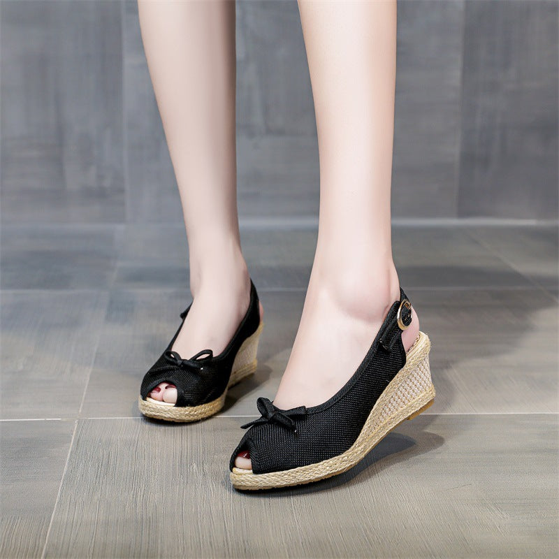 Women's Peep-Toe Wedge Sandals with Soft Sole